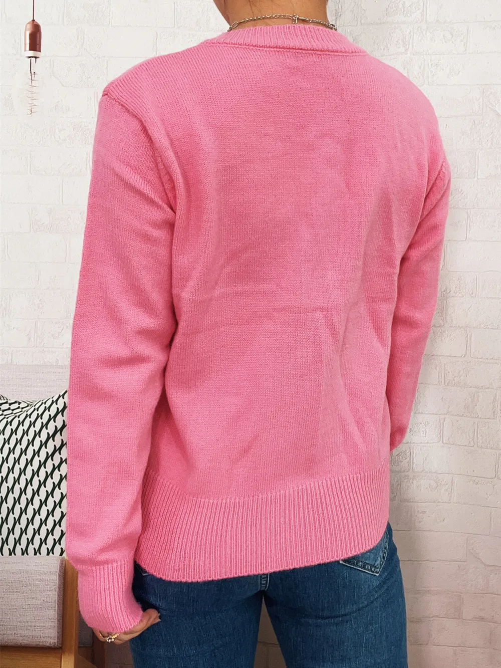 Button-Front Cardigan with Colorful Detail Buttons, image 6