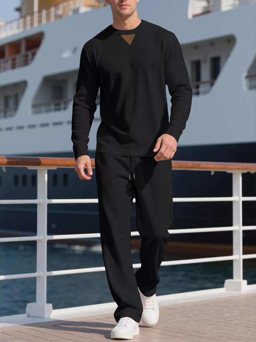 Men's Full Size Casual Crewneck Long Sleeve Sweatshirt and Jogger Set Plus Size, image 8