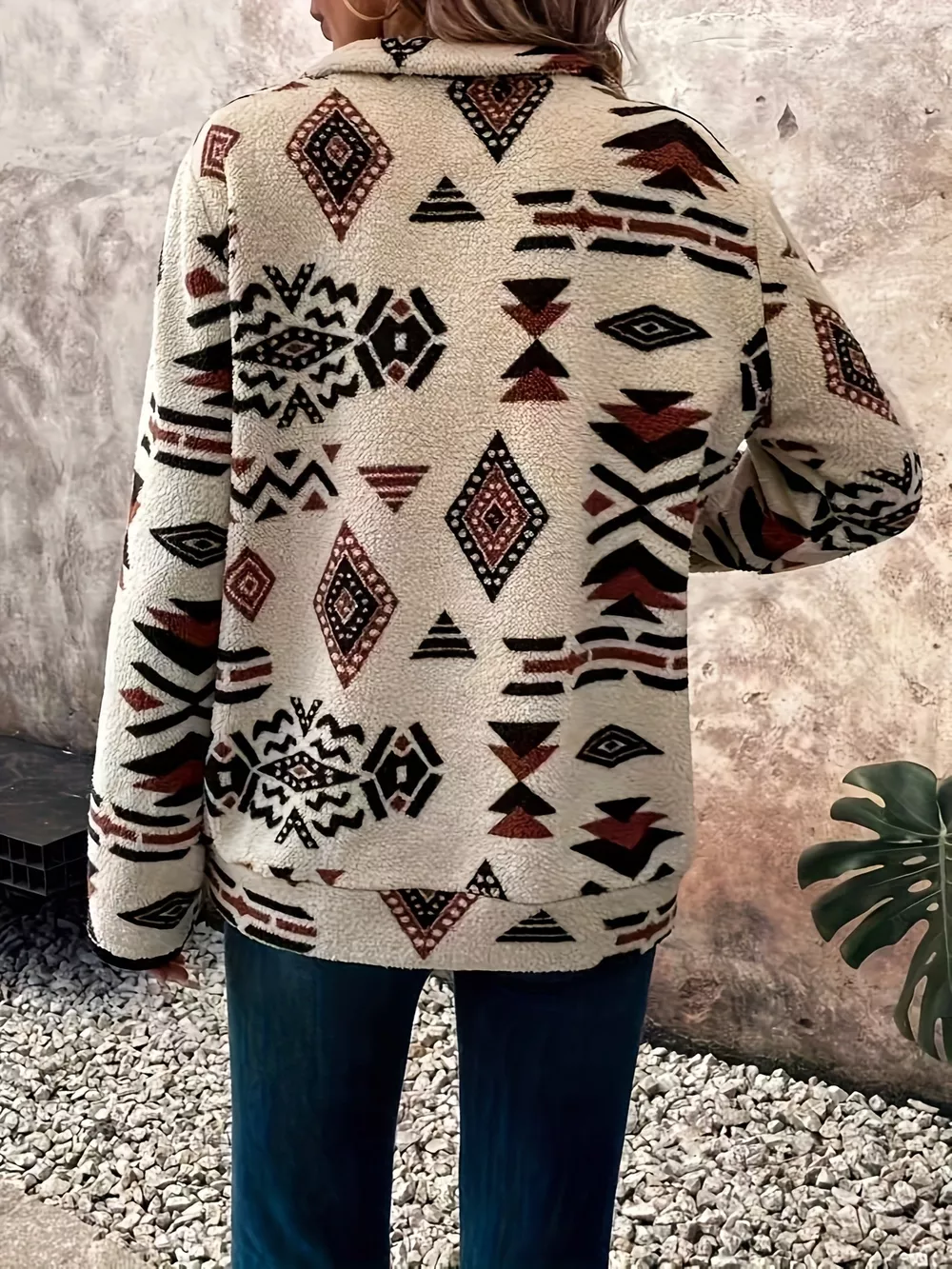 Geometric Half Zip Long Sleeve Sweatshirt, image 6
