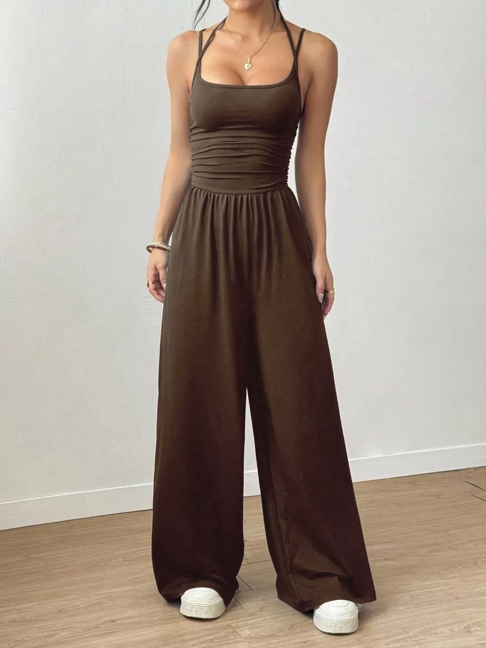 Spaghetti Strap Wide-Leg Jumpsuit, image 2