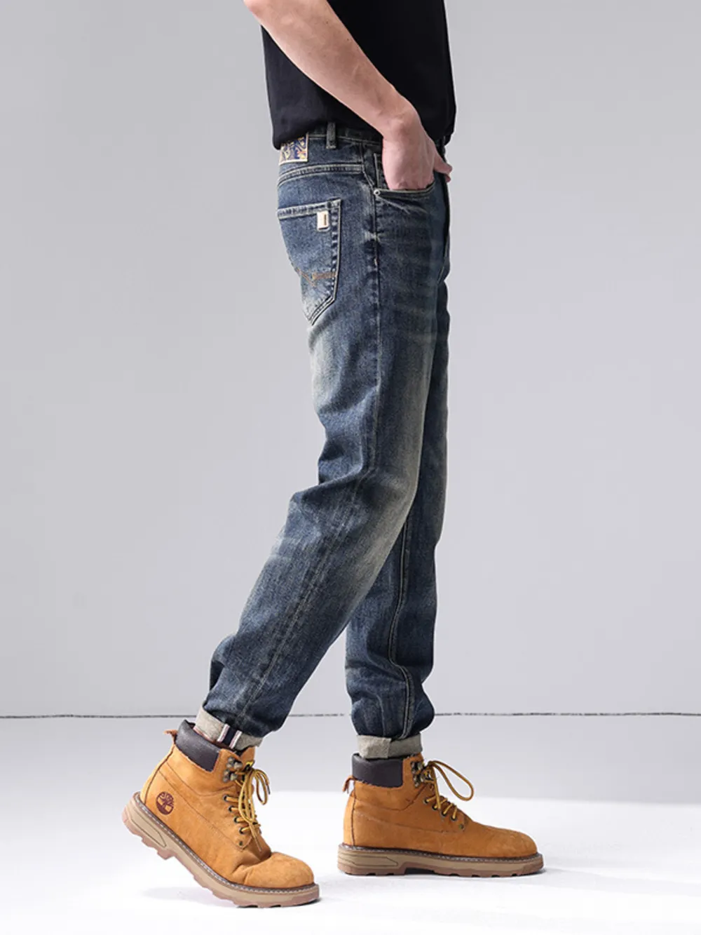 Men's Washed Straight Leg Jeans, image 4