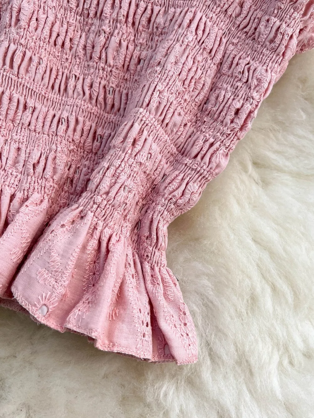 Smocked Crop Top and Hollow-Out Skirt Set, image 5