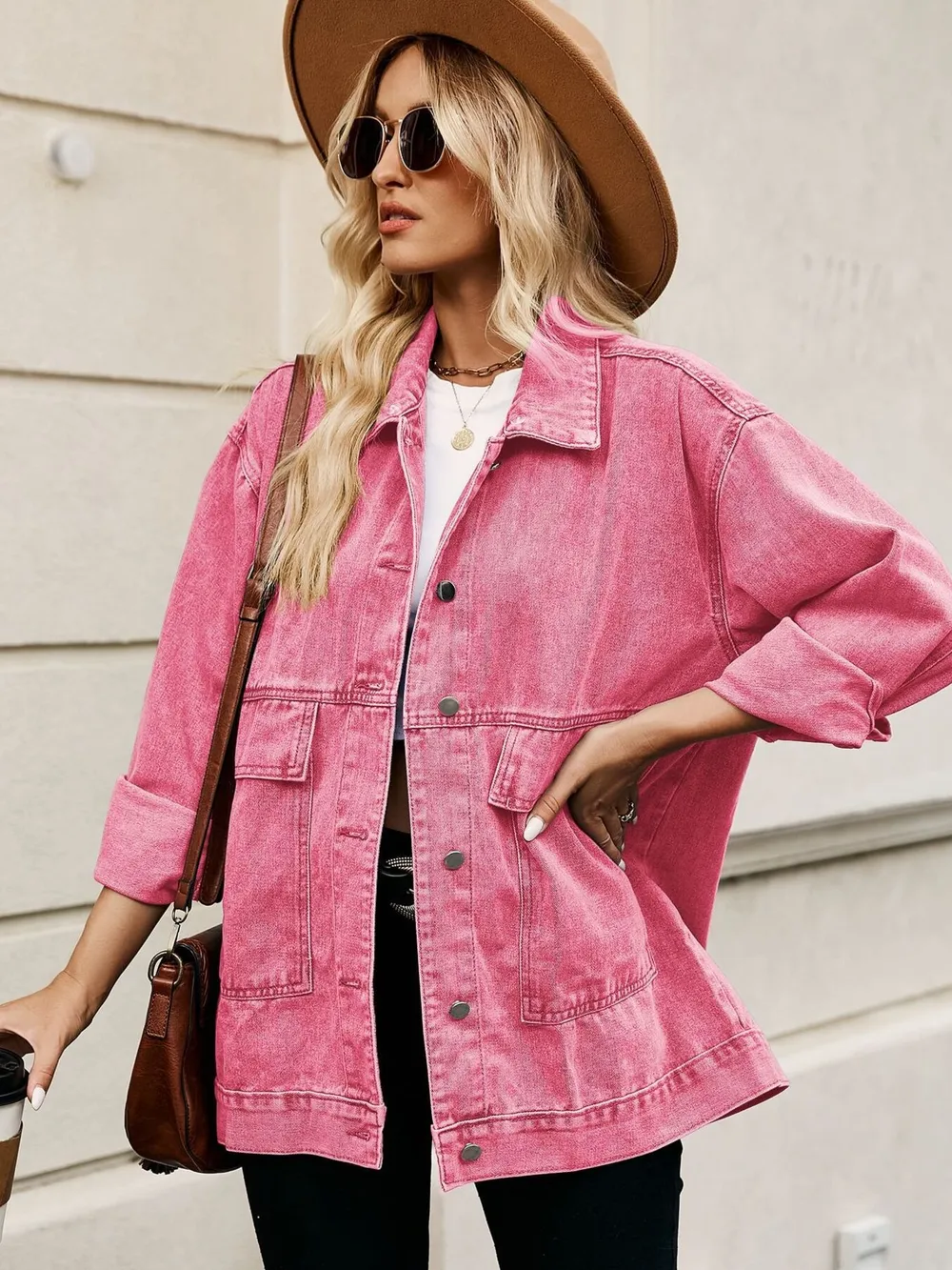 Oversized Button Up Denim Jacket with Hood, image 7