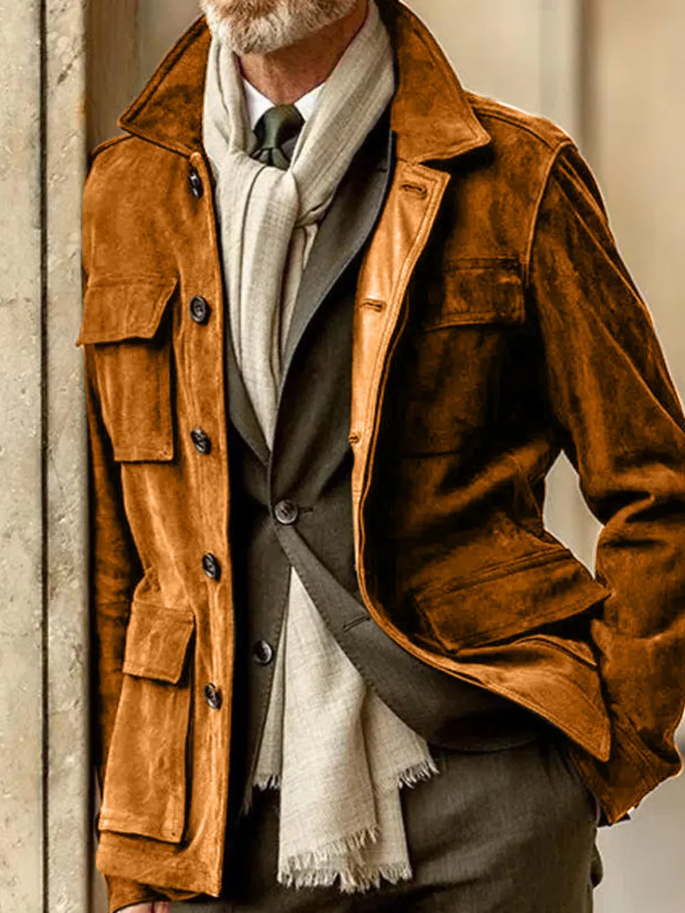 Men's Full Size Button Up Long Sleeve Jacket Plus Size, image 4