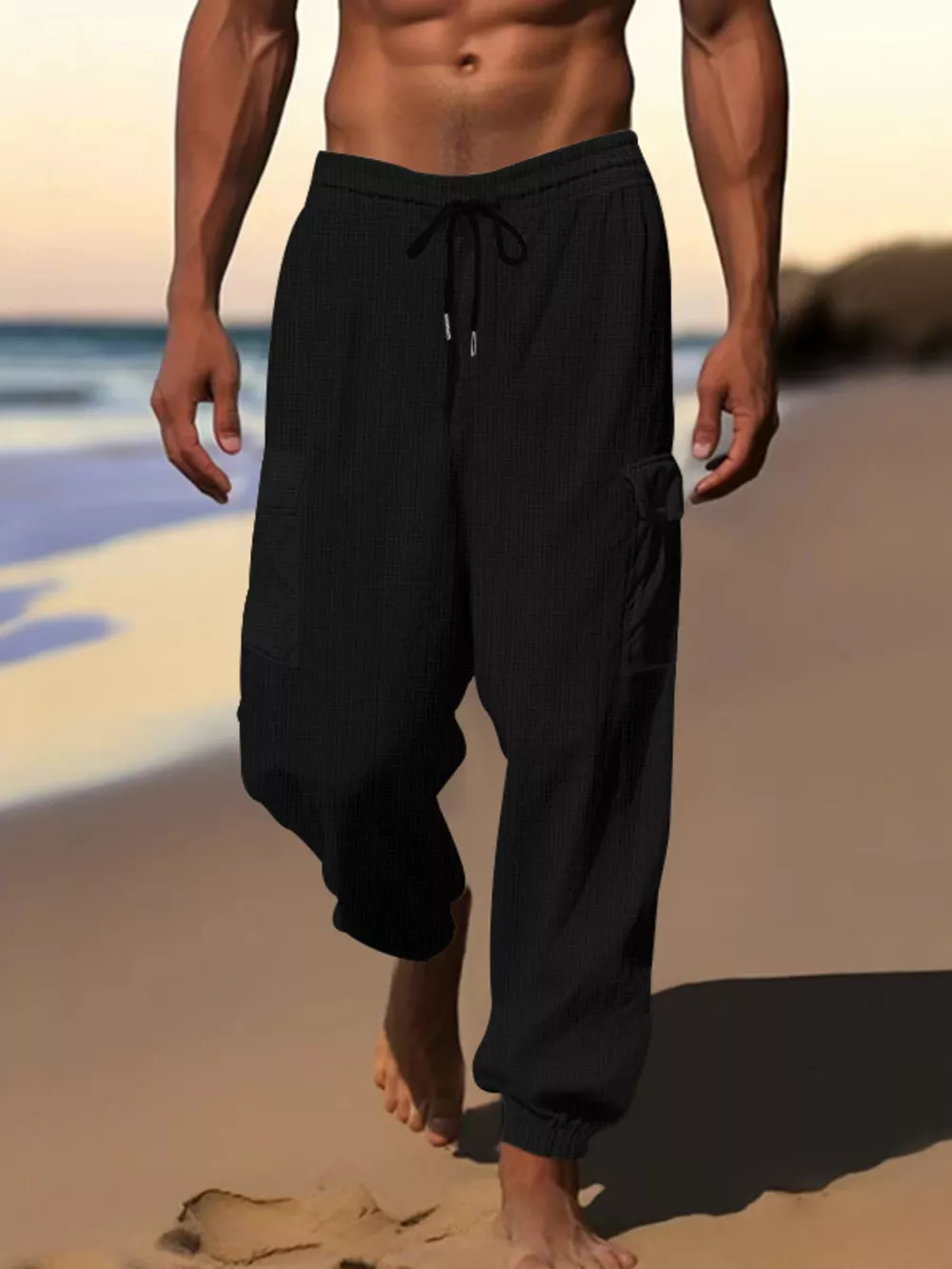 Men's Full Size Drawstring Joggers with Pockets Plus Size, image 3