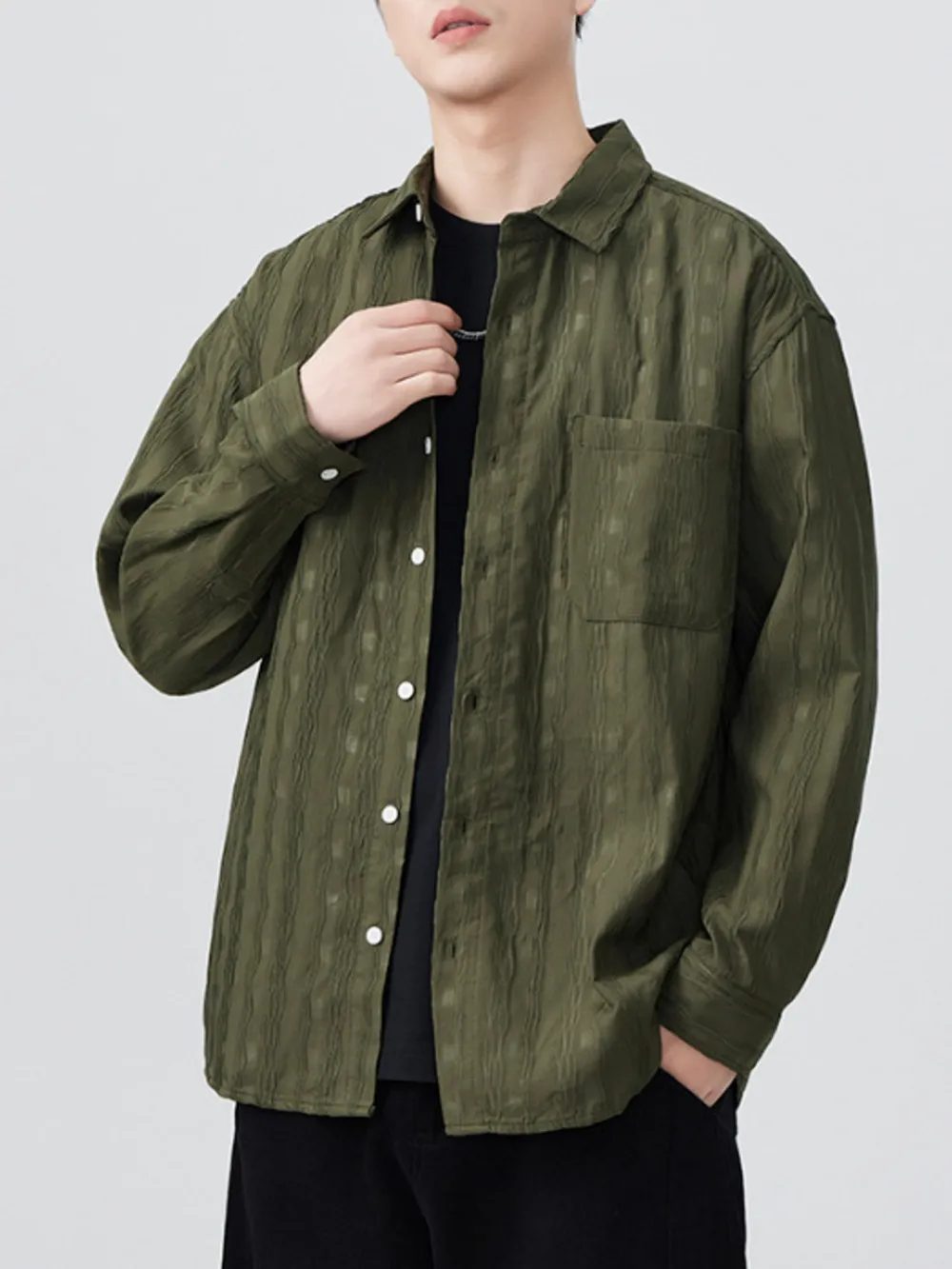 Men's Plus Size Button Up Long Sleeve Shirt, image 5