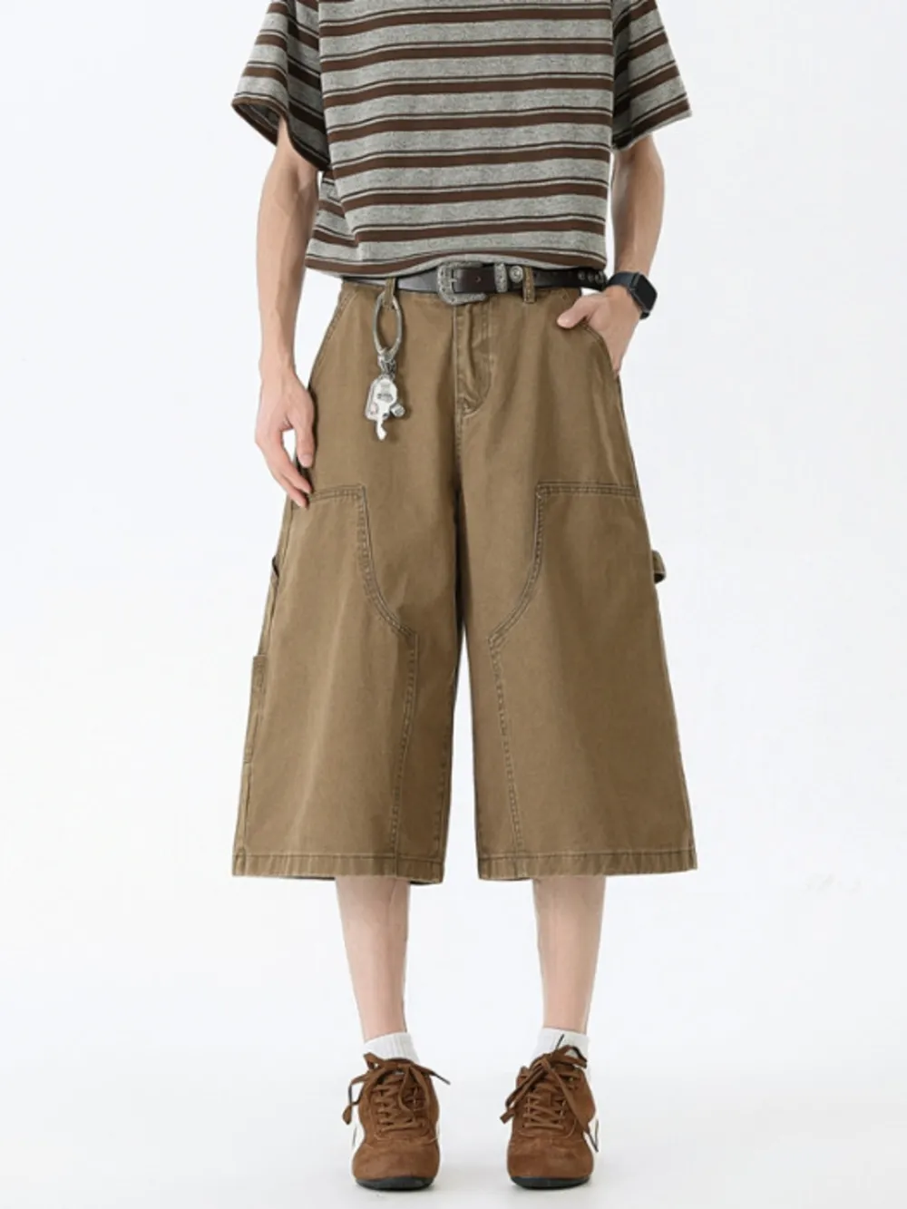 Men's Full Size Wide Leg Cargo Denim Shorts Plus Size