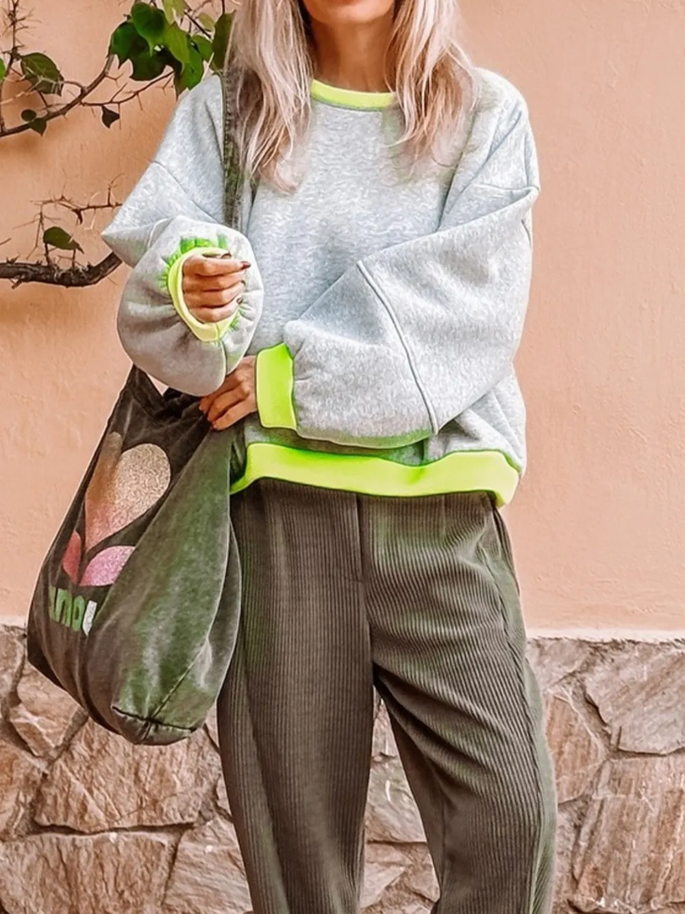 Contrast Trim Oversized Sweatshirt, image 2