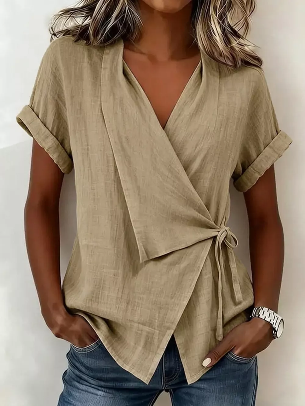 Tie-Side Detail Wrap Top, image 10