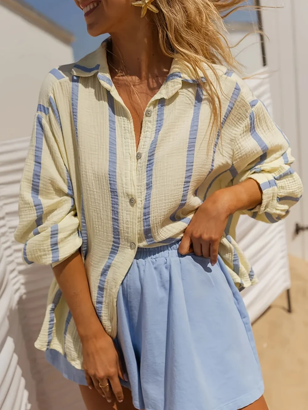 Striped Button Up Long Sleeve Shirt, image 2