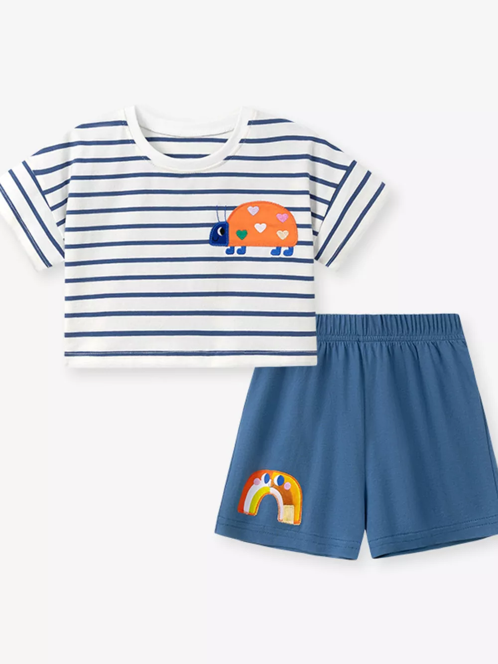 Children's Striped Tee & Rainbow Shorts Set, image 4