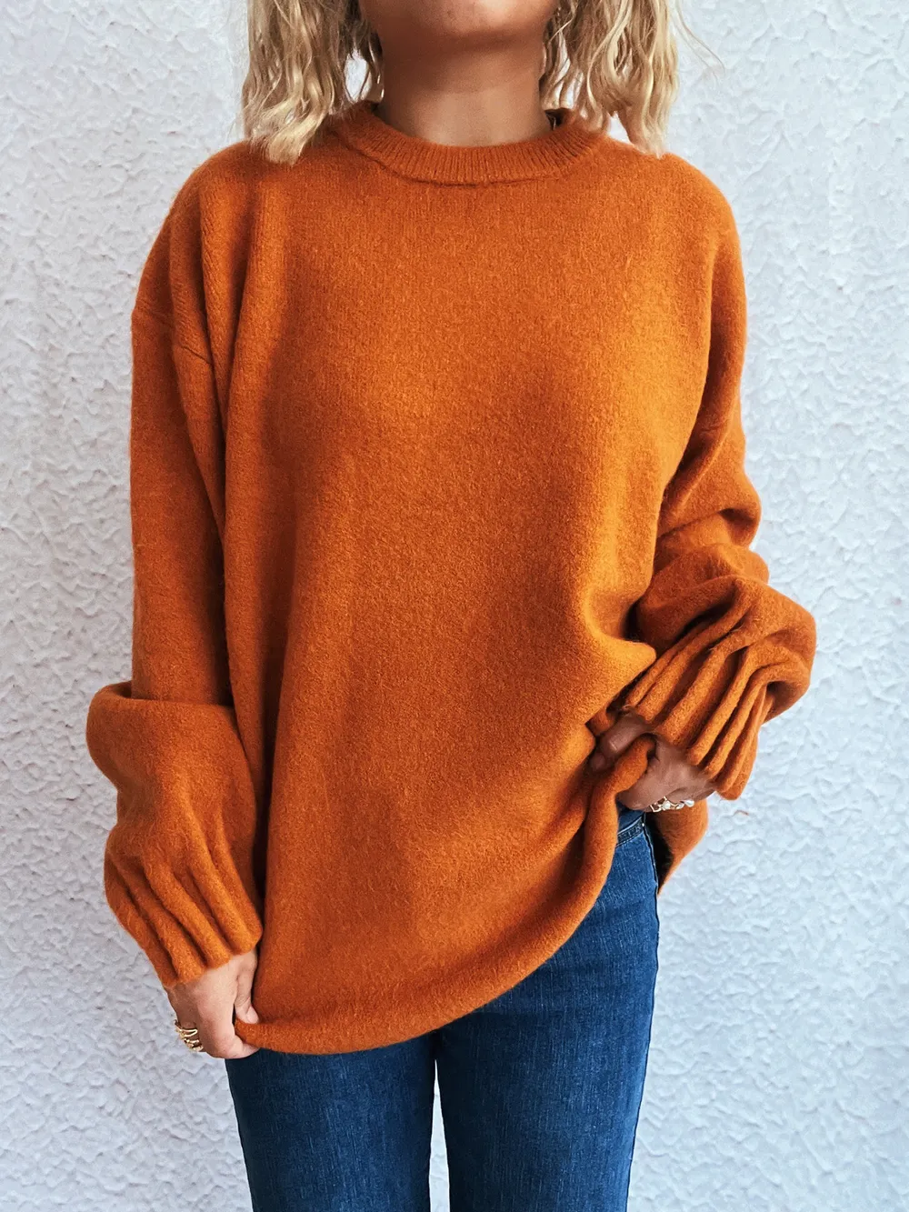 Round Neck Dropped Shoulder Sweater, image 11