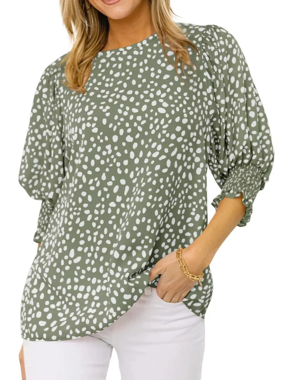 Animal Print Half Sleeve Blouse, image 6