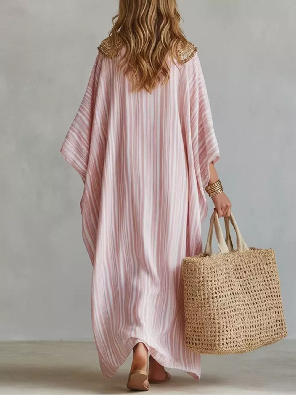 Striped V-Neck Maxi Dress, image 2