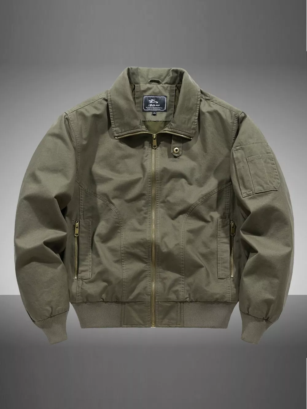 Men's Plus Size Casual Zip Up Bomber Jacket, image 6