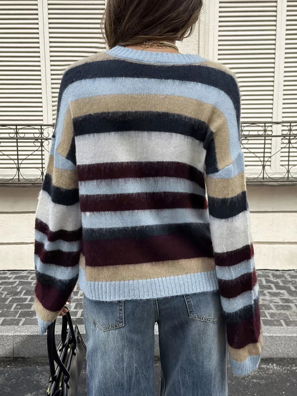 Multi-Color Striped Fuzzy Sweater, image 5