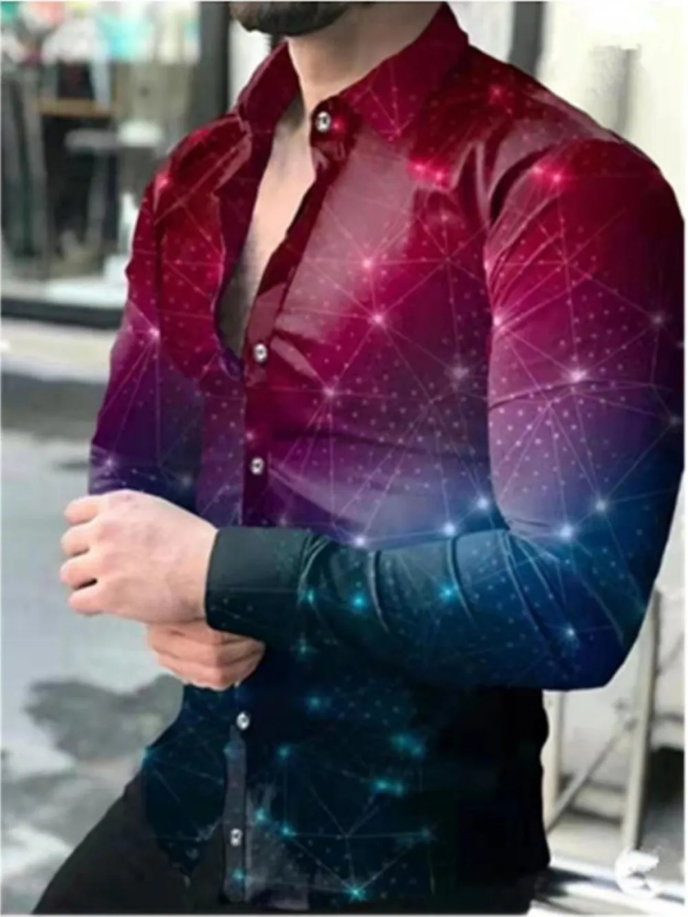Men's Full Size Printed Button-Down Shirt Plus Size, image 5