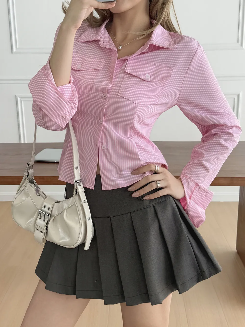 Striped Button-Up Long Sleeve Shirt