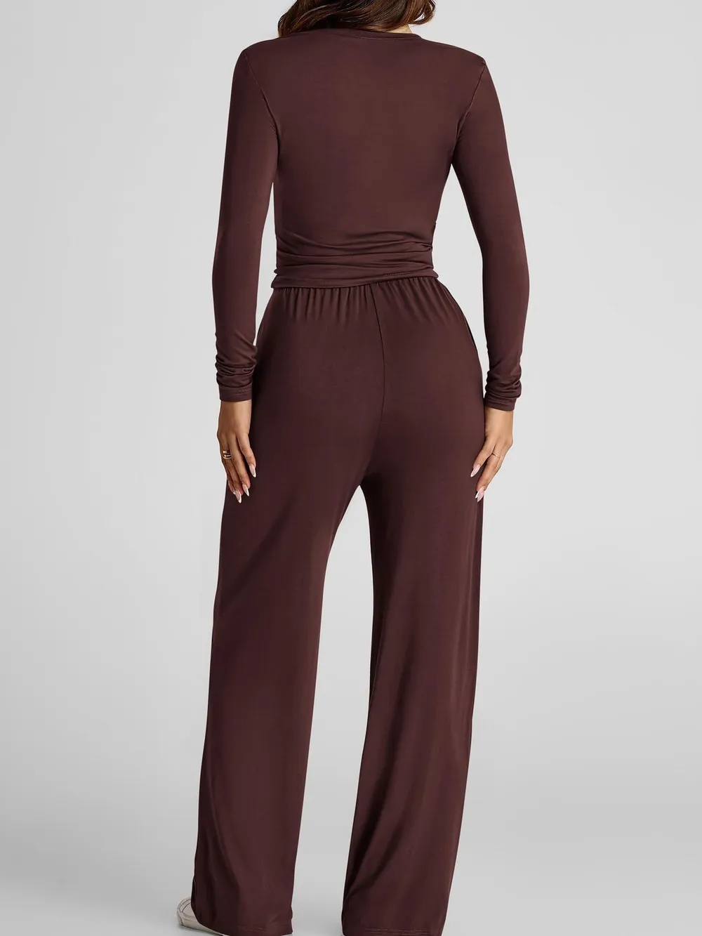 Round Neck Long Sleeve Top and Pants Set, image 11