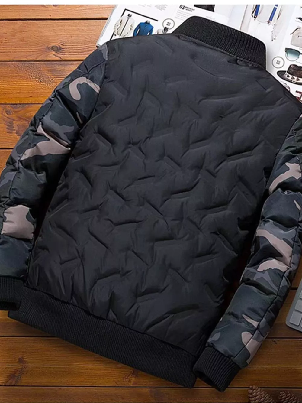 Men's Full Size Camouflage Padded Bomber Jacket Plus Size, image 2