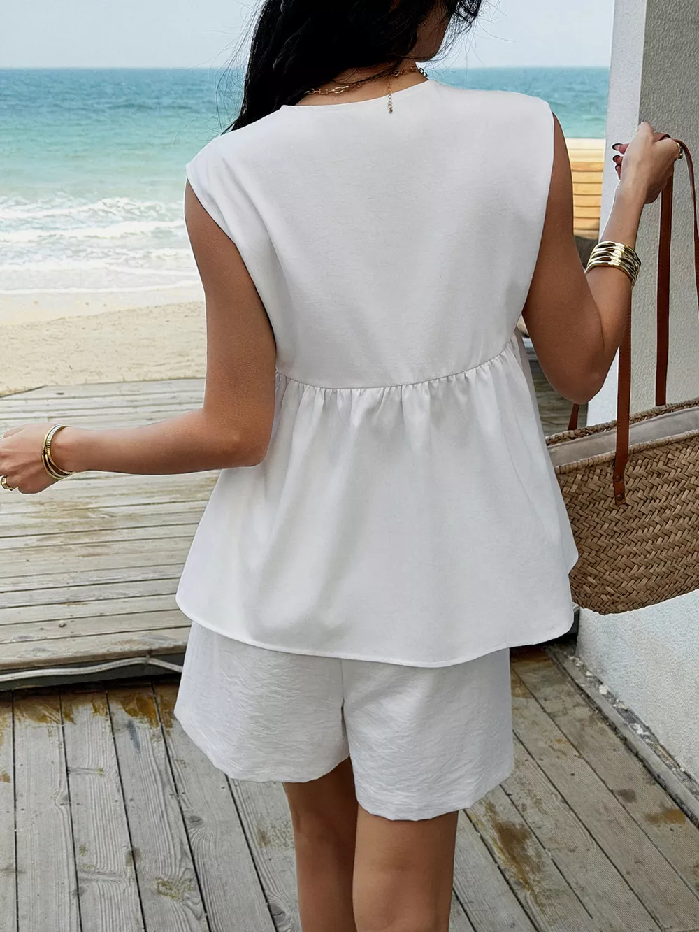 Tie-Front Sleeveless Top and Shorts Set, image 5