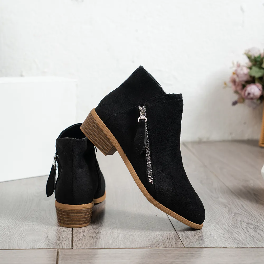 Side Zip Ankle Boots with Block Heel, image 5