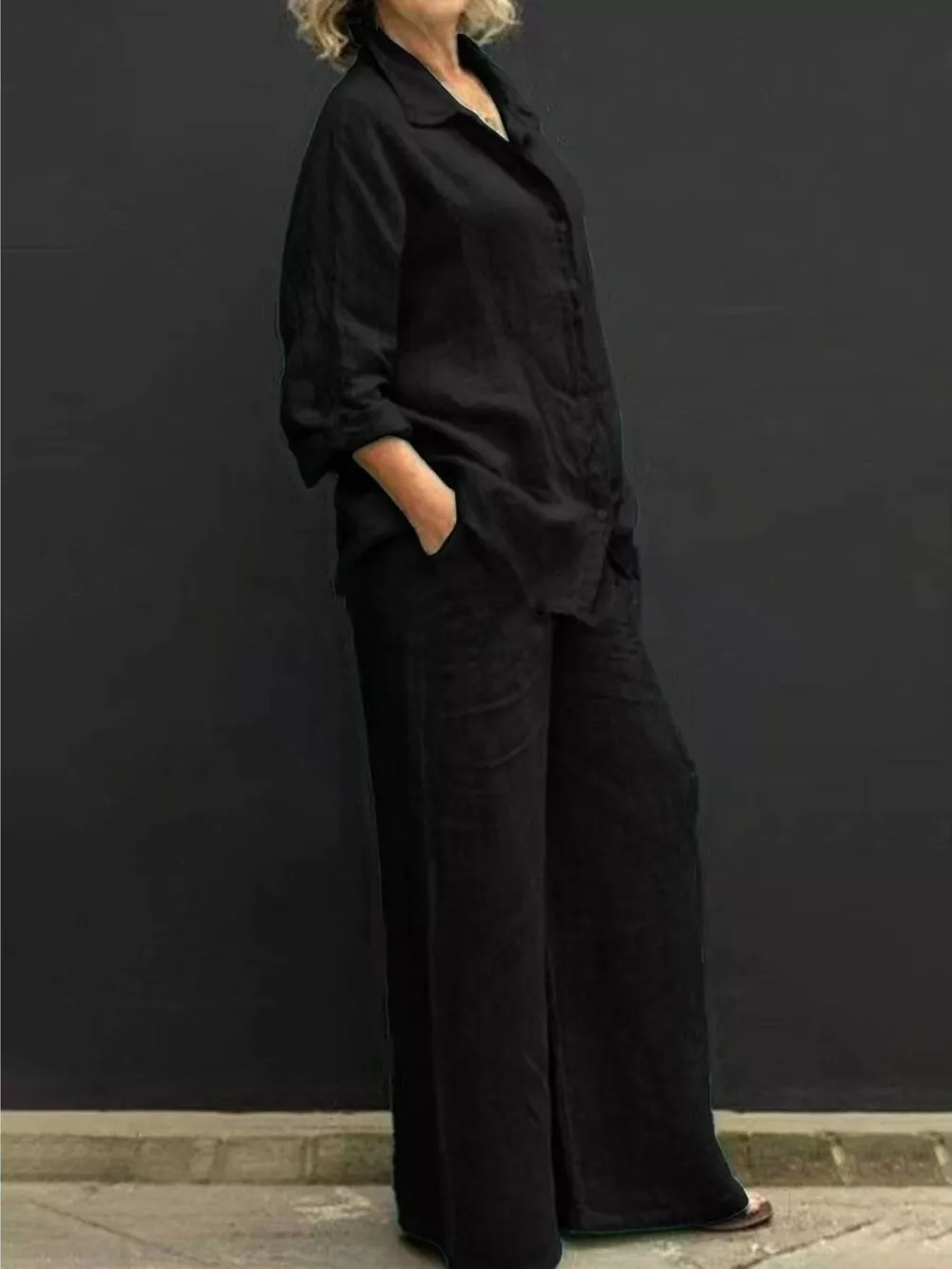 Full Size Long Sleeve Shirt and Pants Set Plus Size, image 8