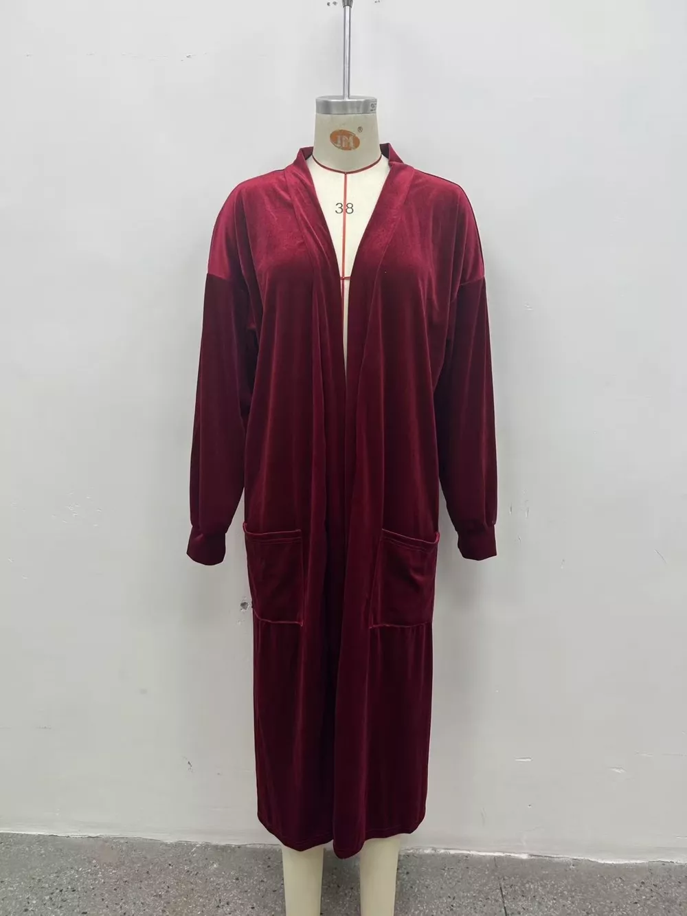 Plus Size Velvet Open-Front Longline Cardigan, image 11