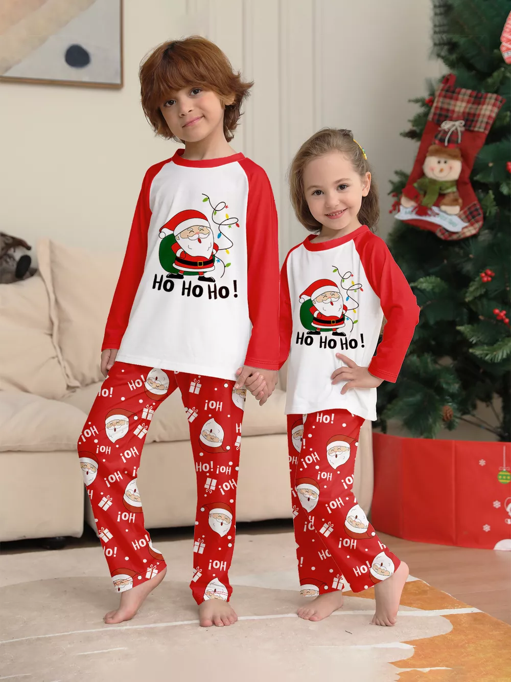 Full Size Matching Family Christmas Santa Claus Pajamas Set Plus Size, image 10