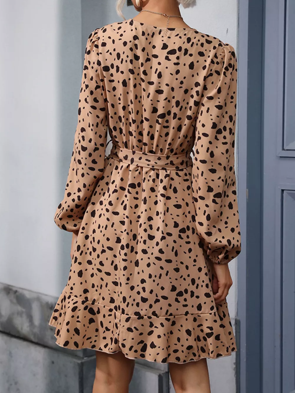 Leopard Surplice Wrap Mini Dress, image 2