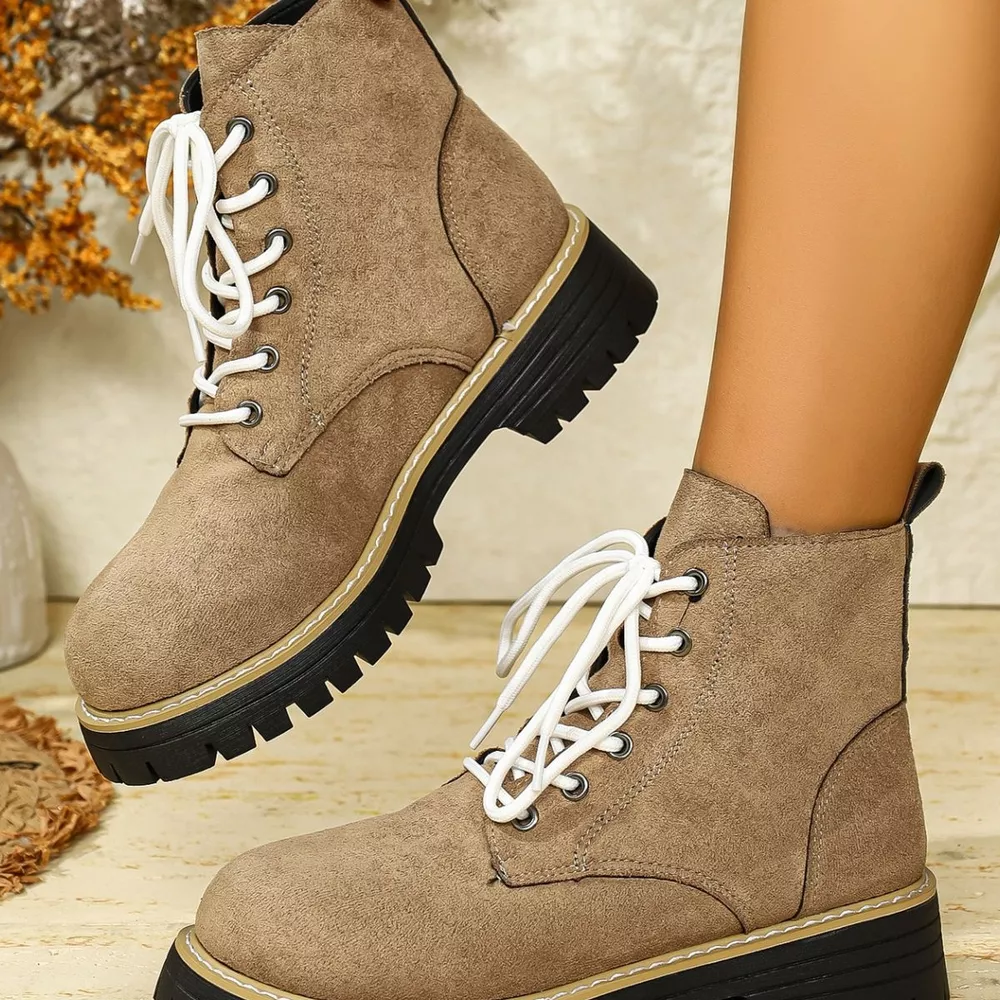 Round Toe Lace Up Boots, image 12