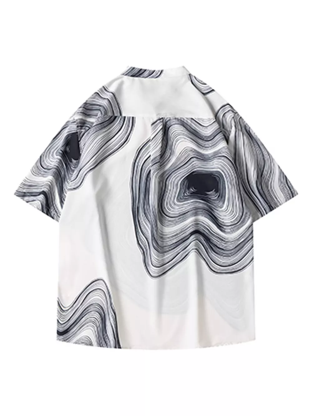 Men's Plus Size Abstract Wave Print Short Sleeve Blouse, image 4