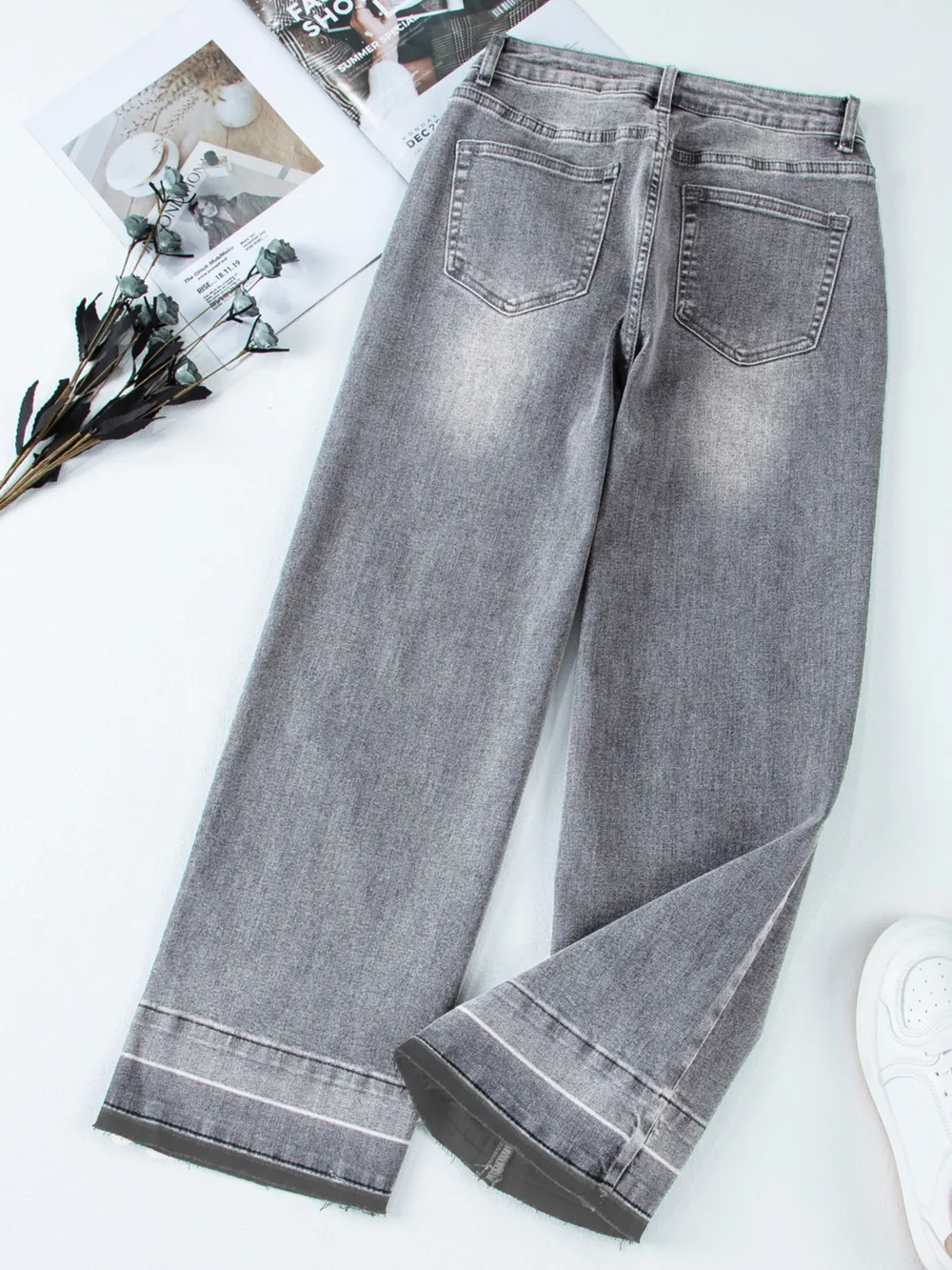 High Waist Wide Leg Washed Jeans, image 13