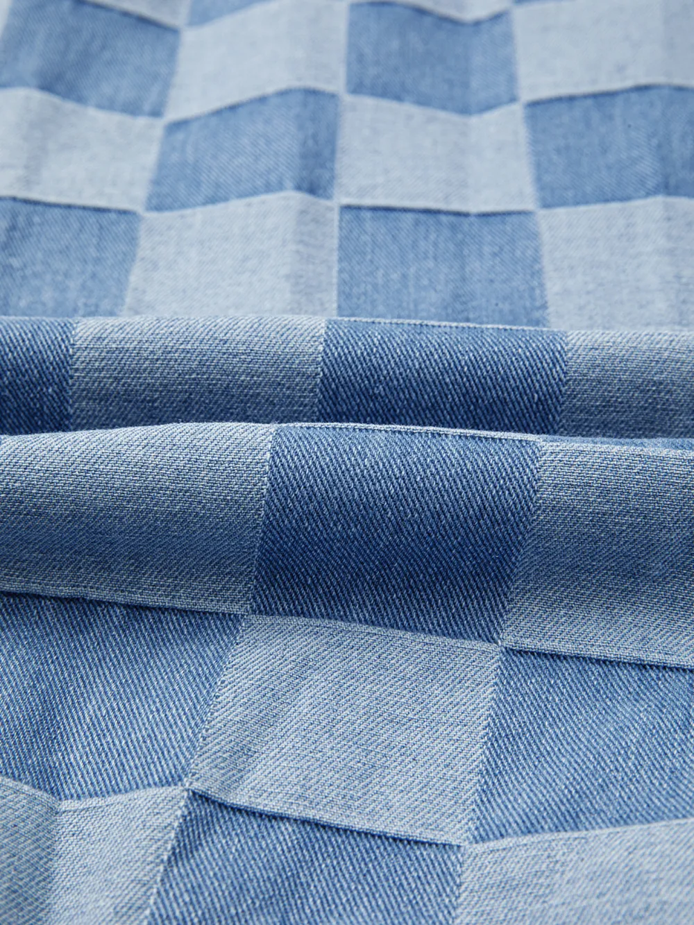 Checkerboard Splicing Raw Detail Oversized Denim Top, image 4