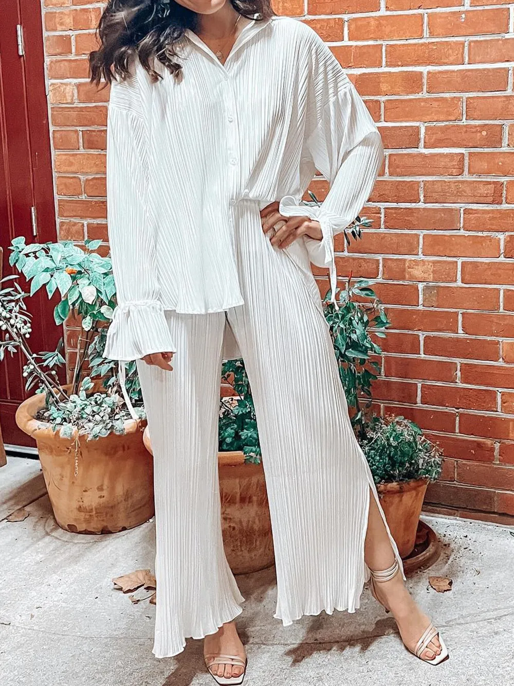 Button Up Long Sleeve Top and Pants Set, image 8