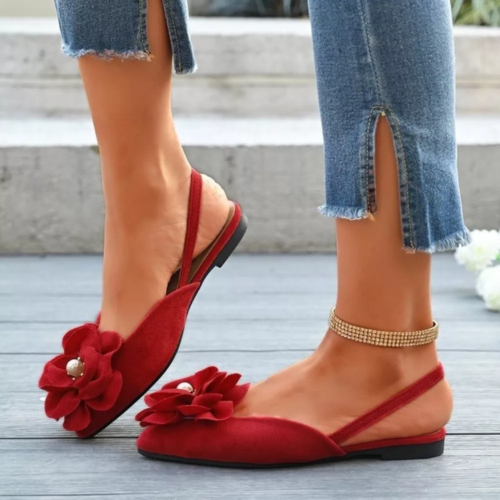 Flower Point Toe Flats Sandals, image 2