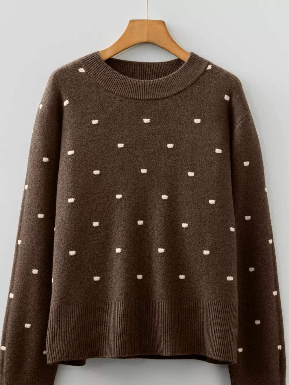 Dotted Print Ribbed Edge Knit Sweater, image 5
