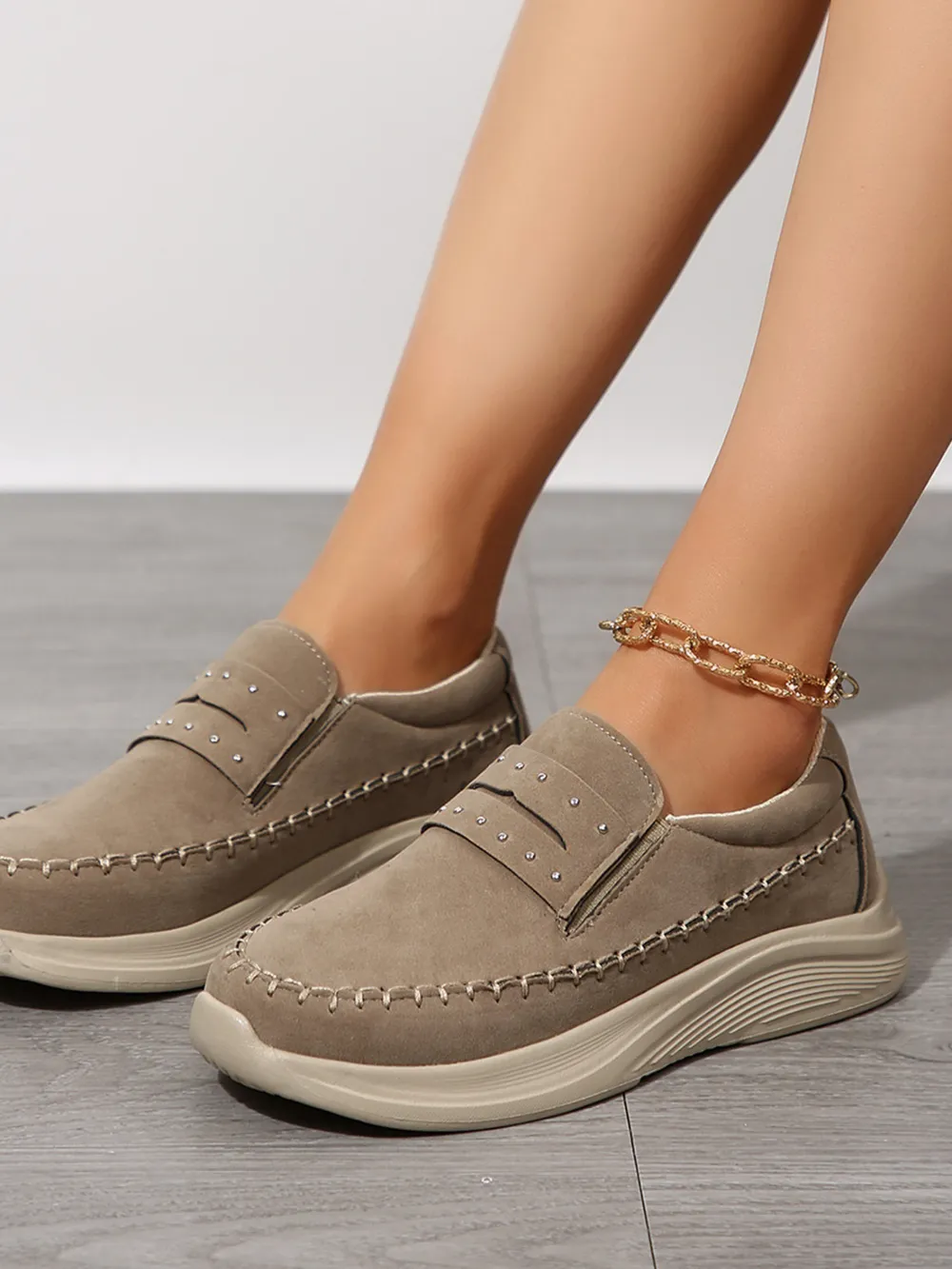 Studded Round Toe Platform Slip-Ons, image 11