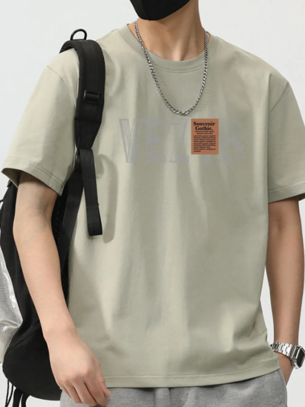 Men's Plus Size Letter Round Neck Short Sleeve T-Shirt, image 5