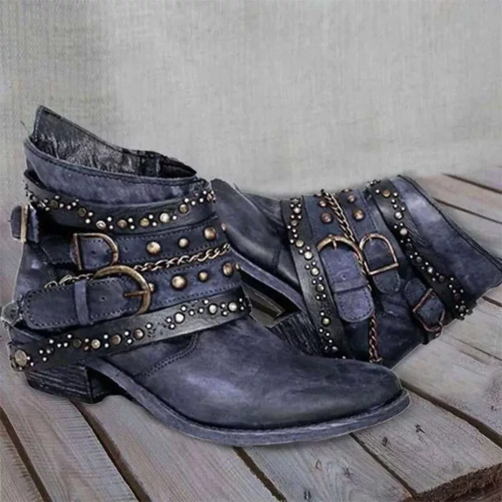 Studded Buckle Ankle Boots, image 11