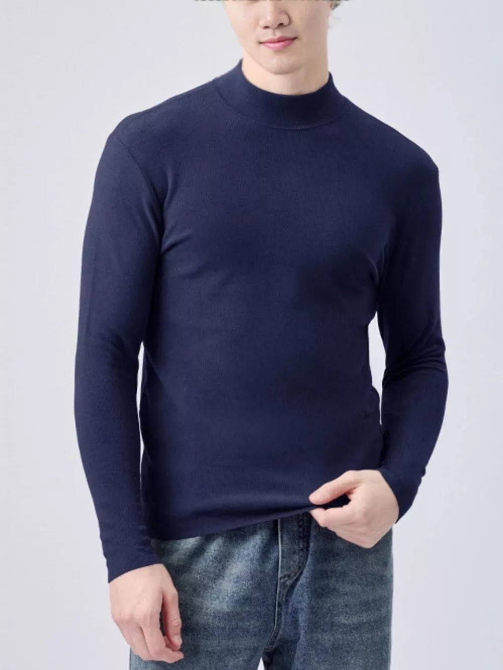 Men's Plus Size Mock Neck Long Sleeve Top, image 6