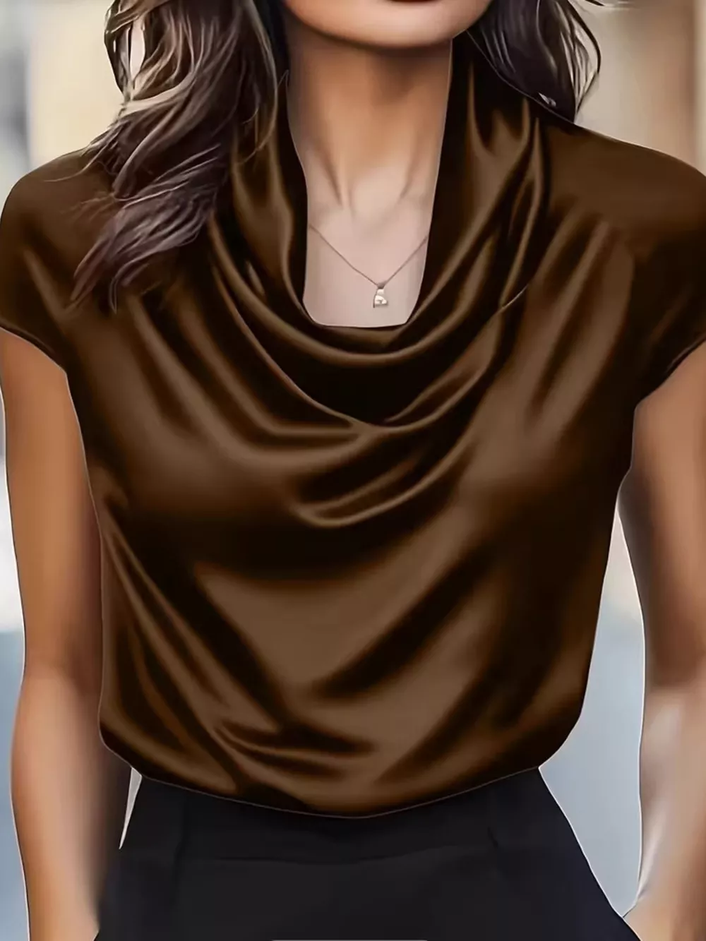 Cowl Neck Satin Blouse, image 4