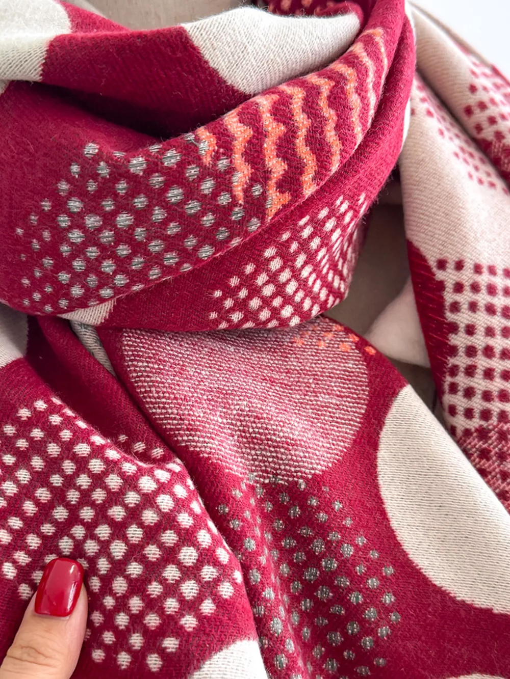 Polka Dot Raw Hem Scarf, image 8