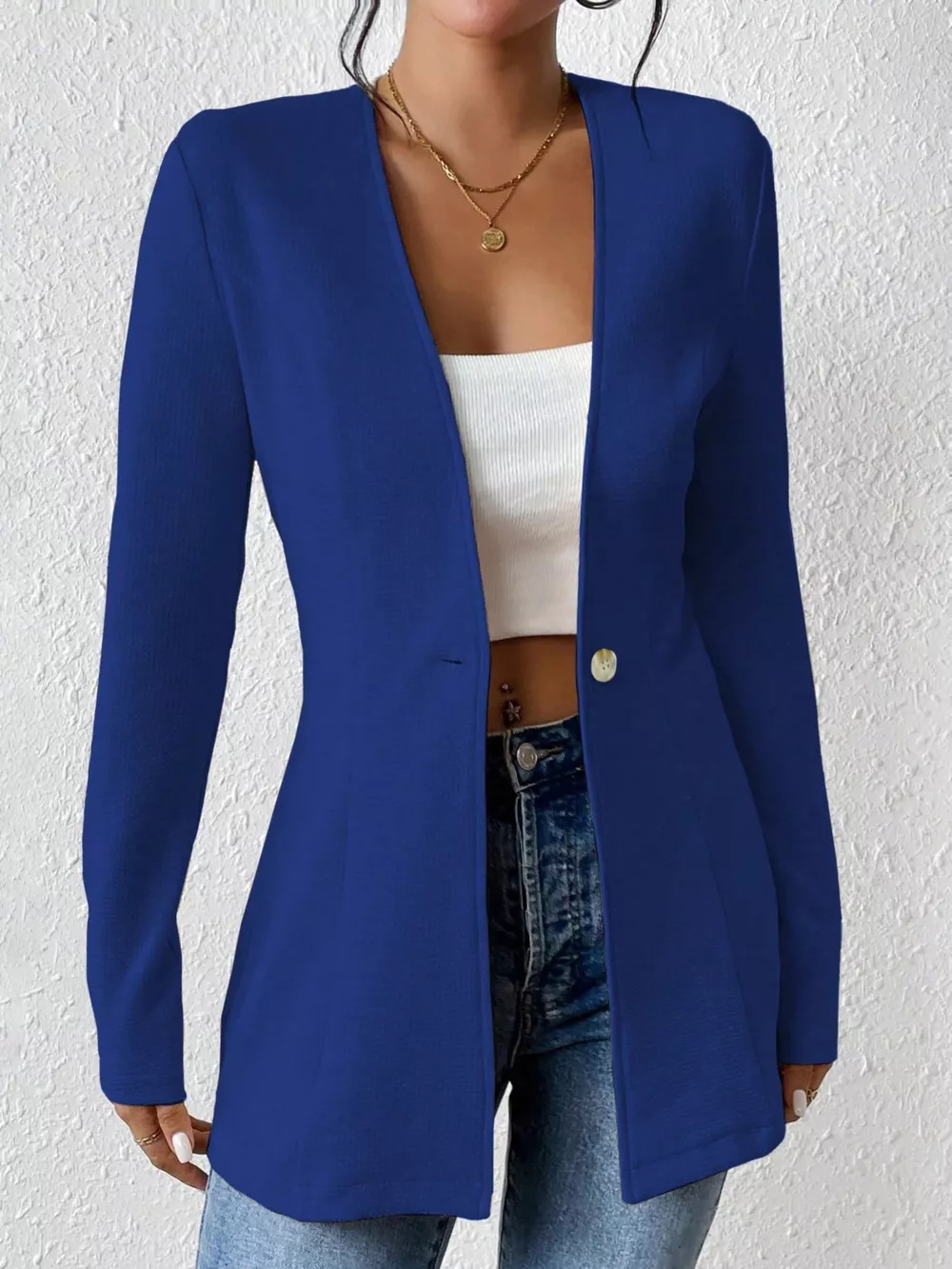 One Button Long Sleeve Blazer, image 9