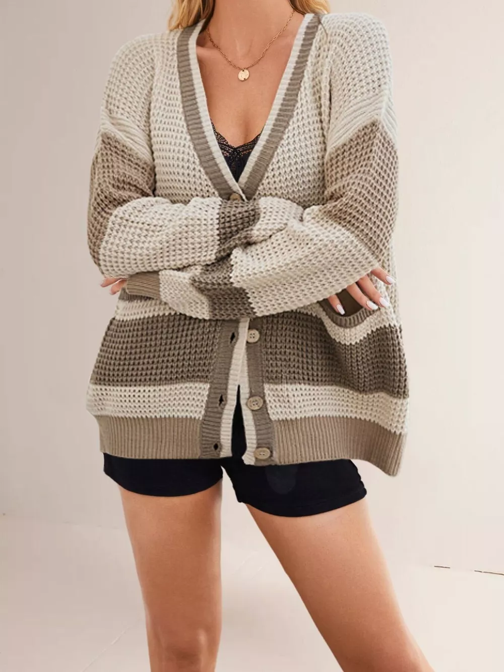 Color Block V-Neck Cardigan, image 2