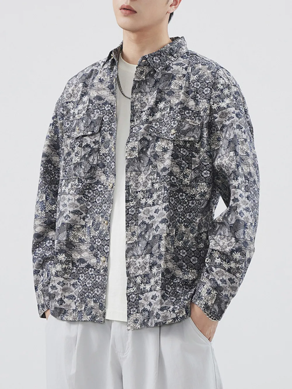 Men's Plus Size Button Up Long Sleeve Shirt