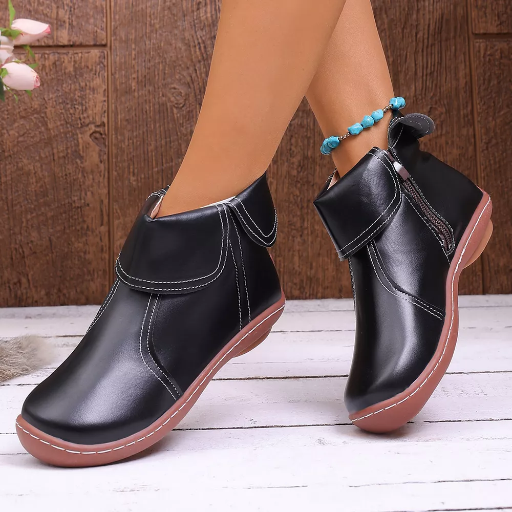 Round Toe Side Zipper Boots, image 3