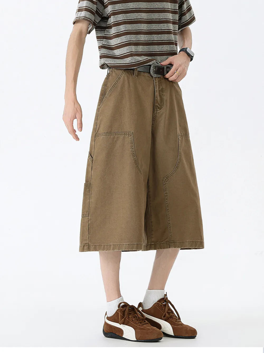 Men's Full Size Wide Leg Cargo Denim Shorts Plus Size, image 7