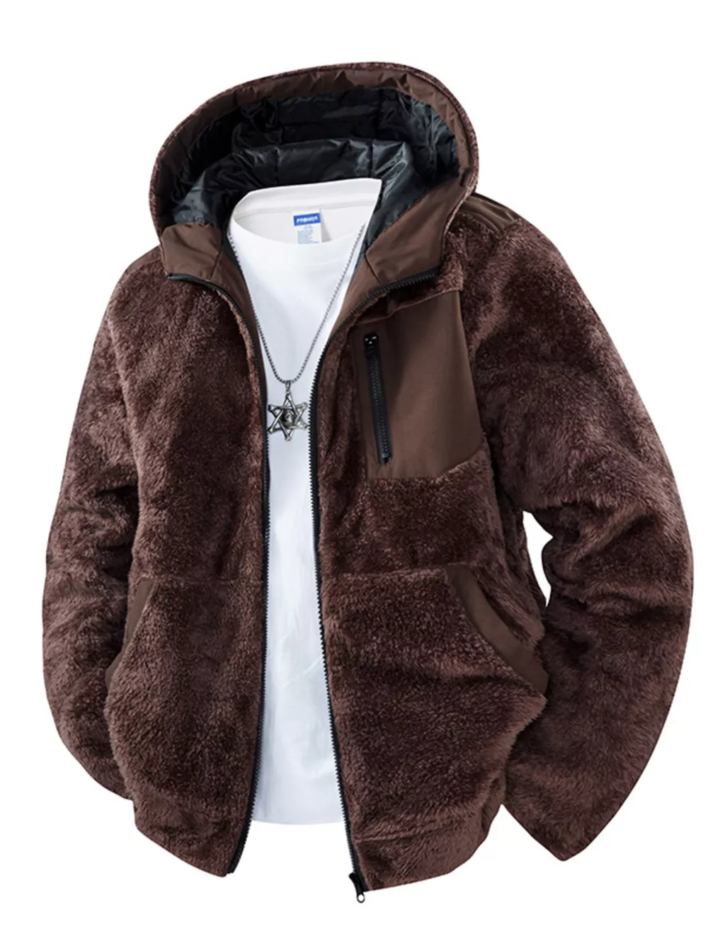 Men's Zip Up Fleece Hooded Jacket, image 3