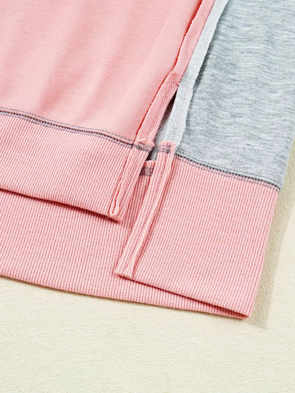 Exposed Seam Color Block Patchwork Slit Cuffs Oversize Sweatshirt, image 5